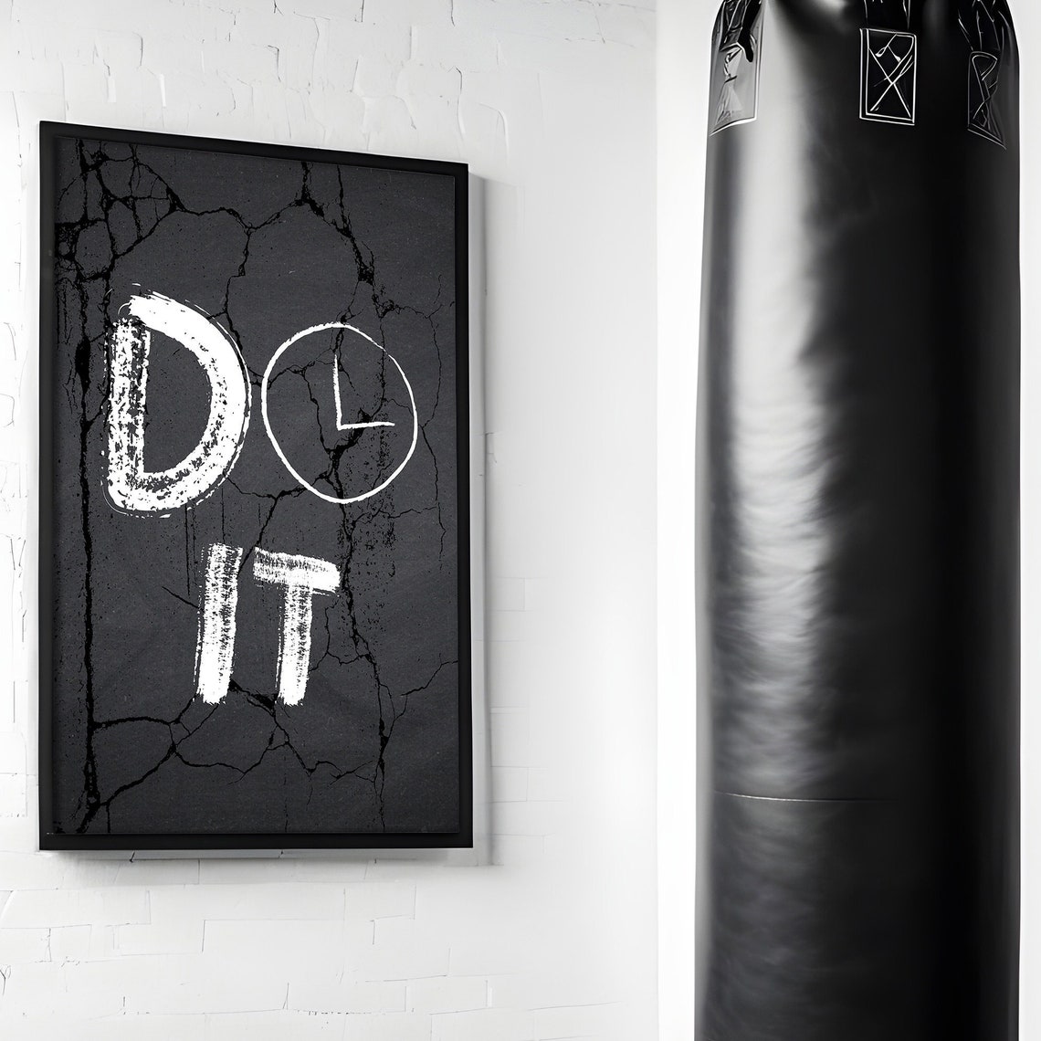 Do It Chalk Hand Lettering Clock Cracked Concrete Motivational Poster - Image 3