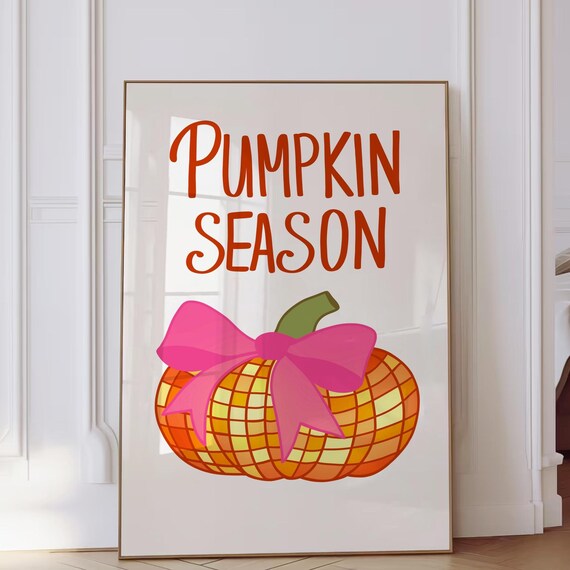 Pumpkin Season Cute Halloween Wall Art Print Girly Halloween Decor Funky Autumn Poster College Dorm Room Wall Art Hand Drawn