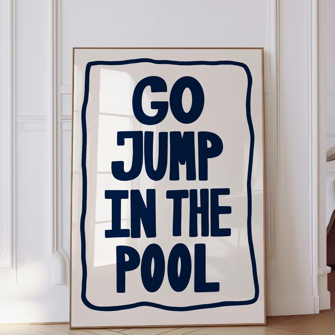 Go Jump In The Pool Bold Navy Typography Summer Pool Party Poster