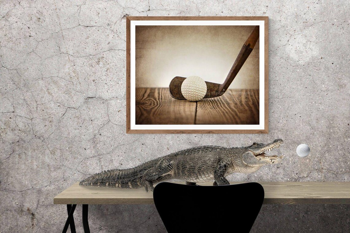 Vintage Golf Club And Ball Art Print, Sports Decor