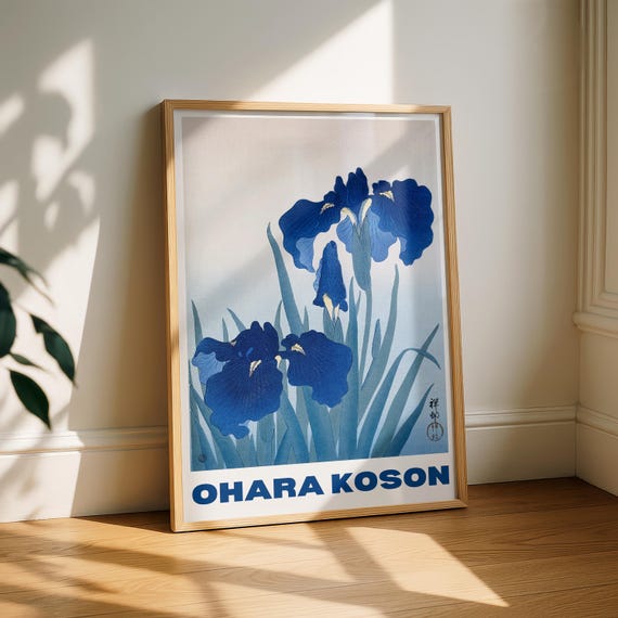 Ohara Koson Iris Flowers Print Japanese Art Poster Vintage Wall Nature Set Minimalist Gallery Decor