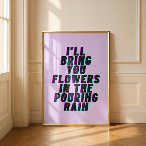 Ill Bring You Flowers Poster Rave Inspired Lyric Wall Art Techno Music Print Dj Studio Decor Lover Gift Dopamine