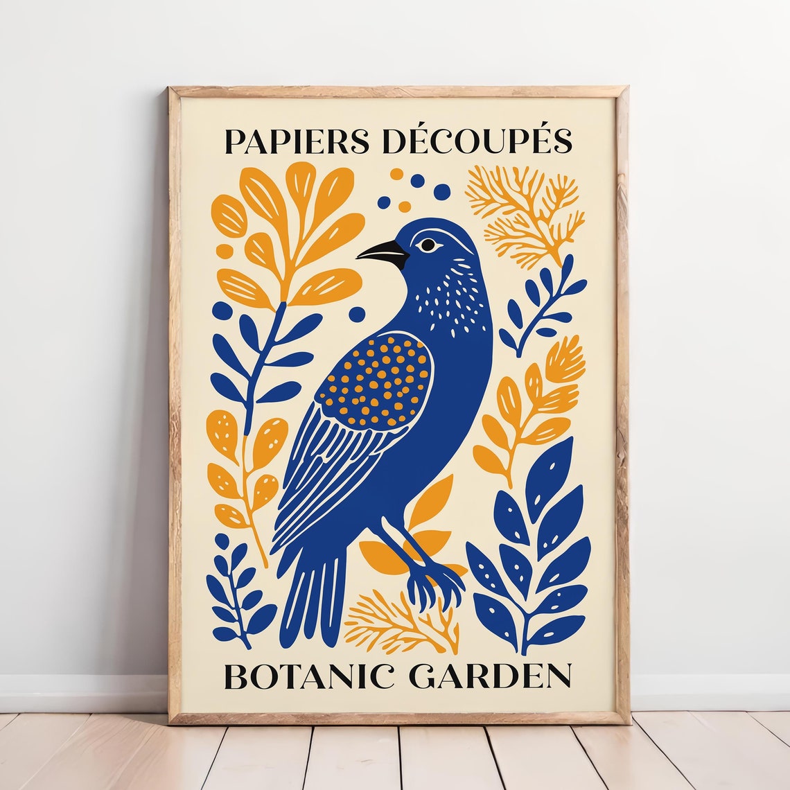 Papiers Decoupes Botanic Garden Blue Bird Floral Cut Art Poster