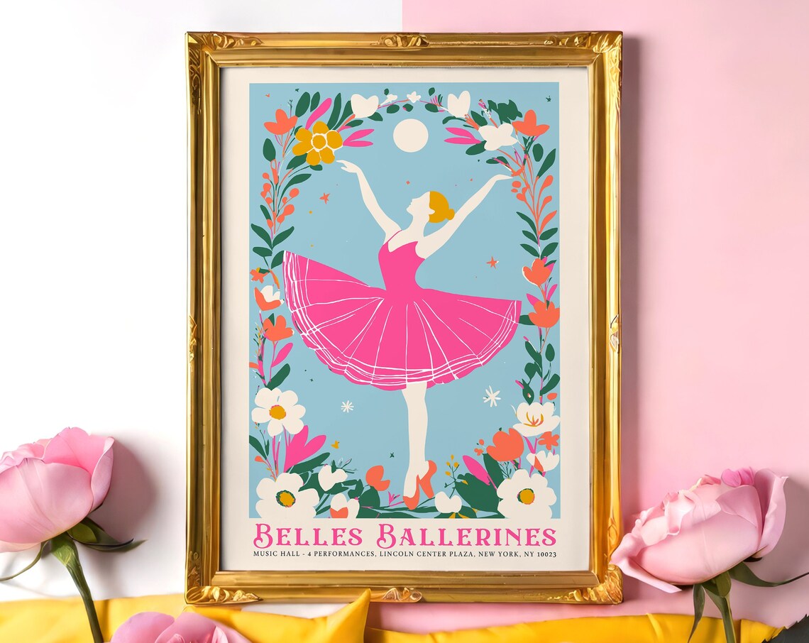 Belles Ballerines Lincoln Center Pink Tutu Floral Dancer Poster