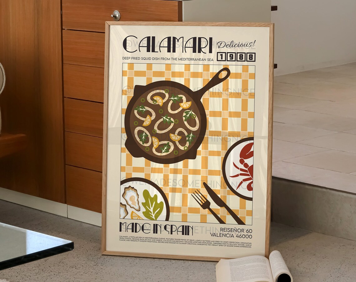 Calamari Print, Mid-Century Kitchen Art Poster - Image 2