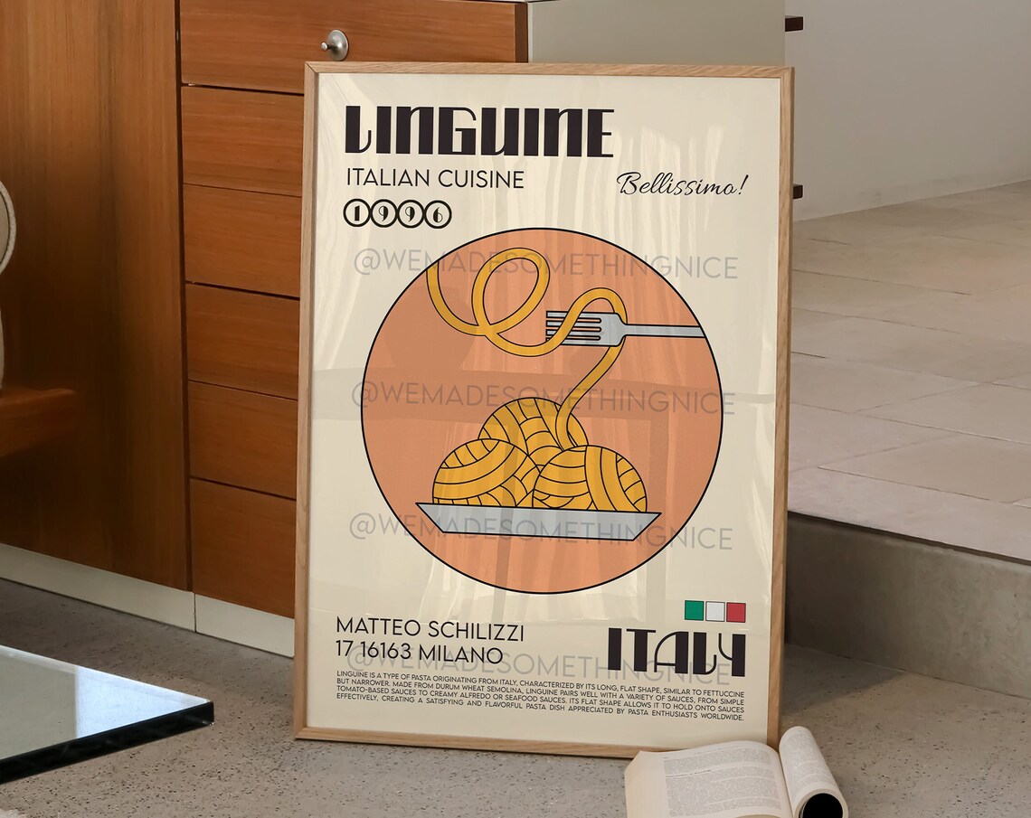 Linguine Poster, Retro Italy Kitchen Art Print - Image 2
