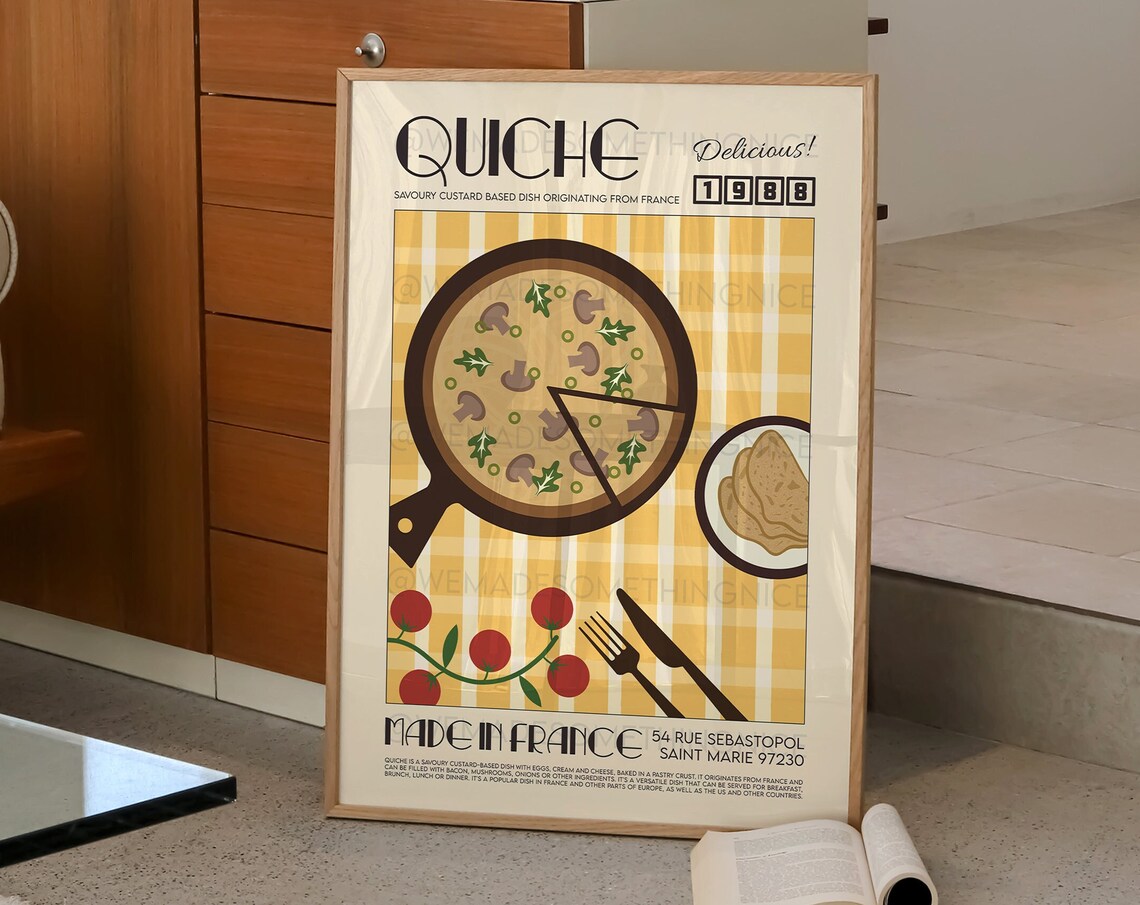 French Quiche Retro Kitchen Pop Art Poster Print - Image 3