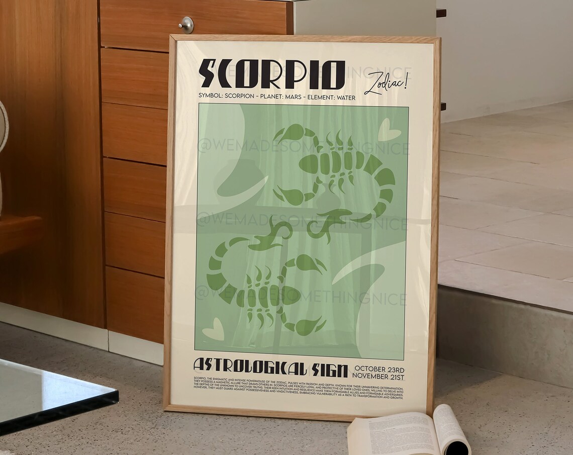 Scorpio Horoscope Poster Print, Boho Zodiac Art - Image 2