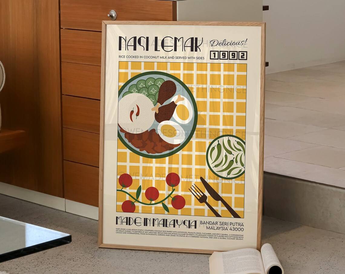 Nasi Lemak Poster Print, Modern Kitchen Decor - Image 2