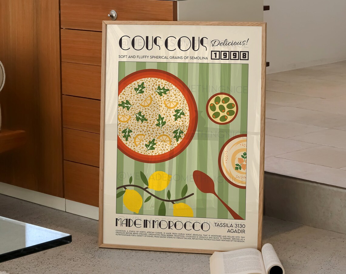 Cous Cous Delicious Made In Morocco Retro Vintage Food Ad Poster - Image 2