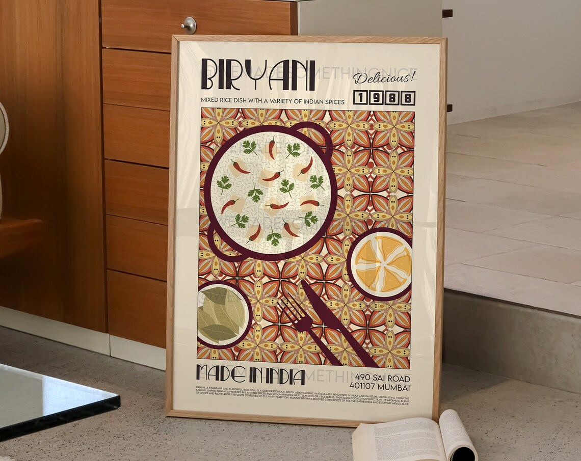 Biryani Poster, Retro Modern Kitchen Wall Print - Image 2