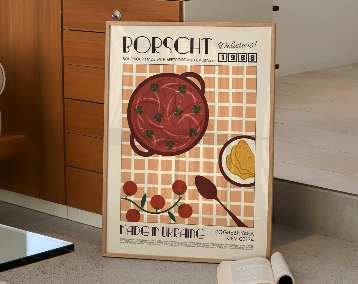 Borscht Poster, Modern Kitchen Food Illustration - Image 2