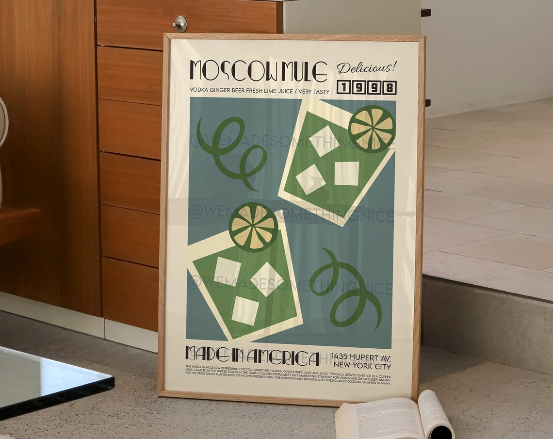 Moscow Mule Poster, Mid Century Modern Kitchen Decor - Image 2