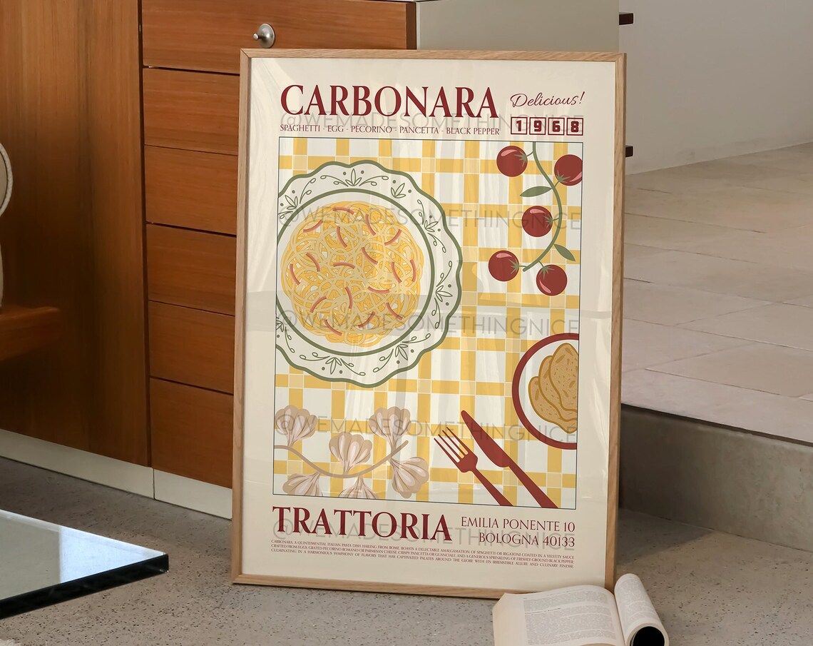 Carbonara Retro Kitchen Art Print - Image 2