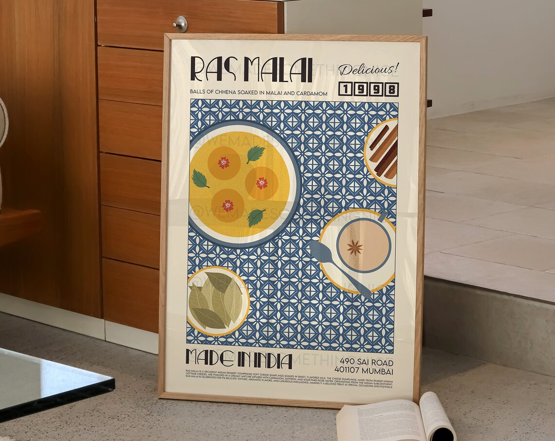 Ras Malai Retro Kitchen Travel Poster Print - Image 2