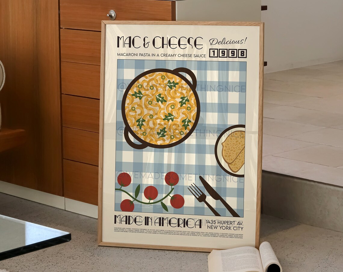 Mac Cheese Poster, Retro Kitchen Art Print - Image 2