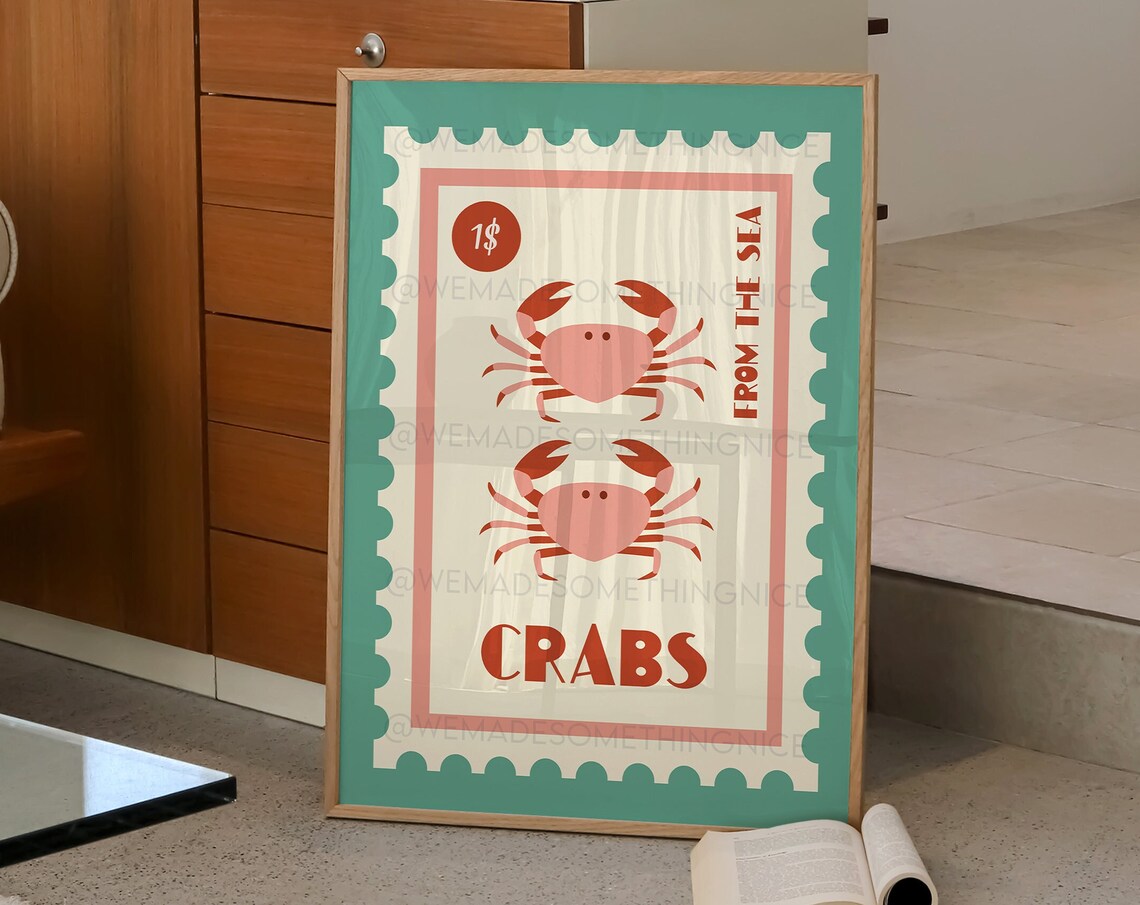 Crab Print, Vintage Coastal Food Art Poster - Image 4