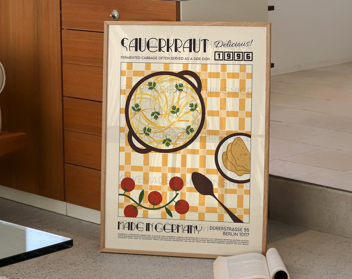 Sauerkraut Poster, Retro Kitchen and Bar Art - Image 2