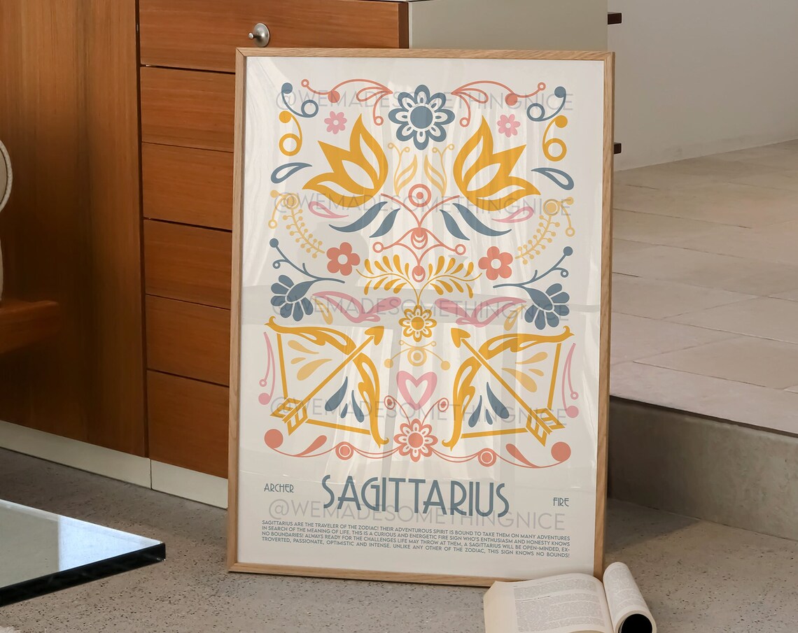 Sagittarius Horoscope Poster, Boho Astrology Art Print - Image 2