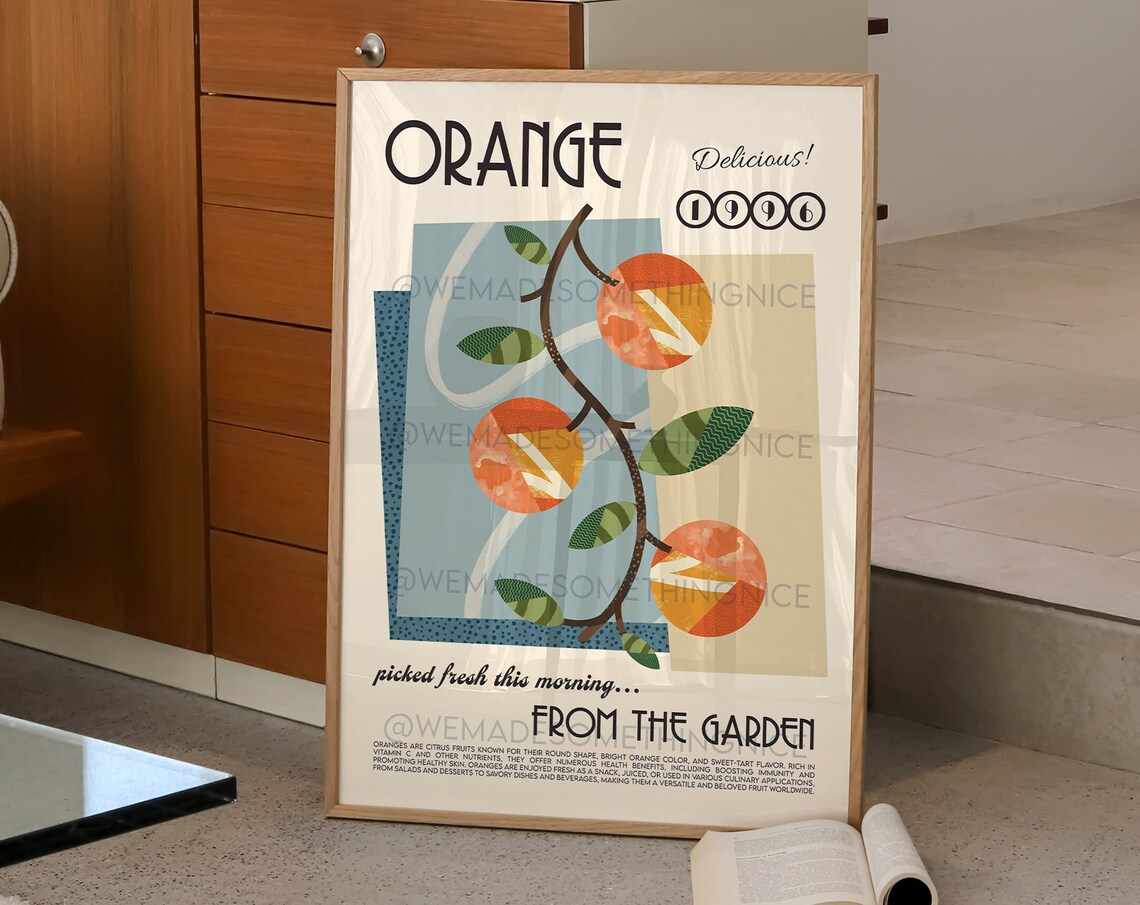Orange Delicious Picked From The Garden Art Deco Citrus Fruit Poster - Image 2