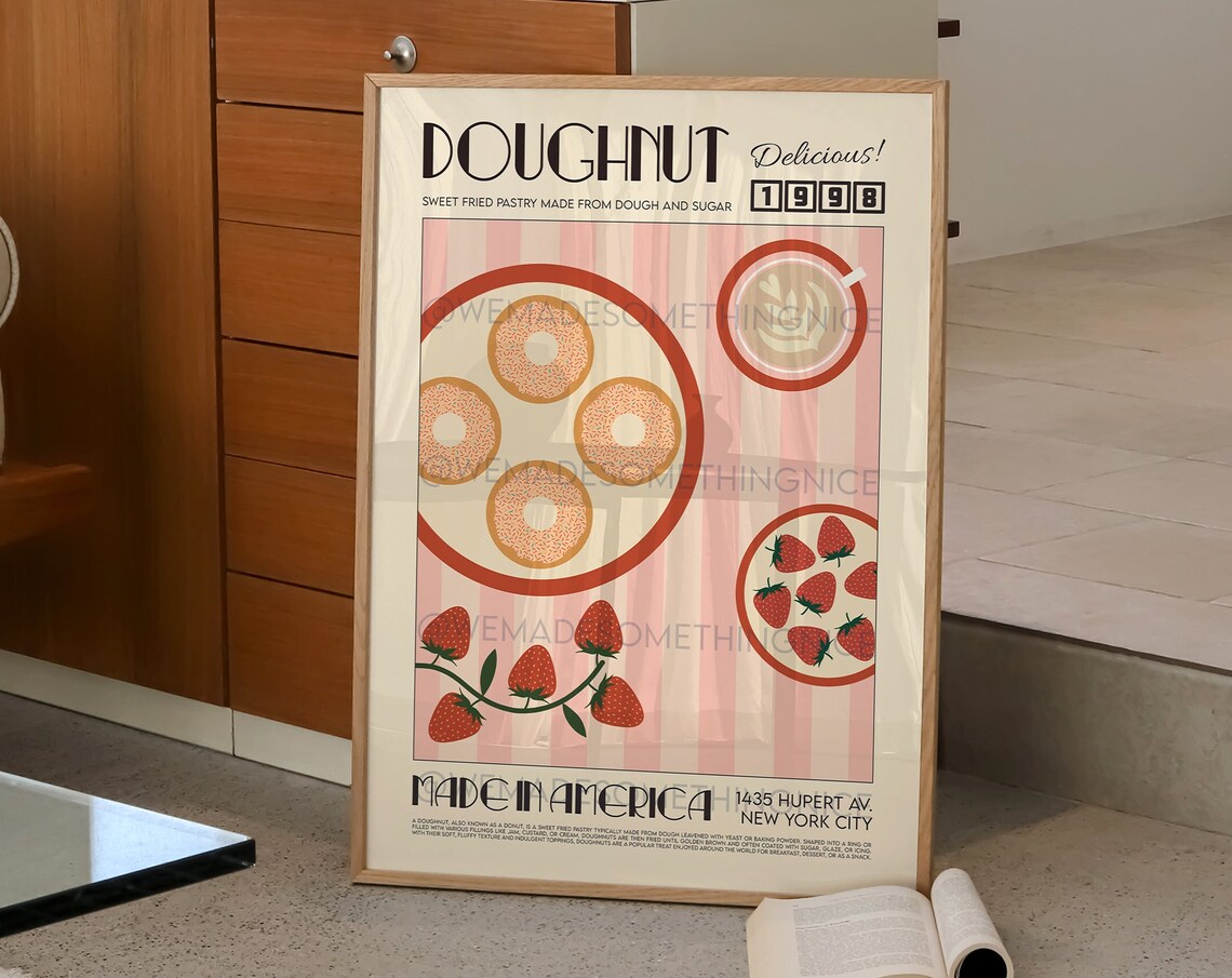 Doughnut Poster, Retro Kitchen Art Print - Image 2