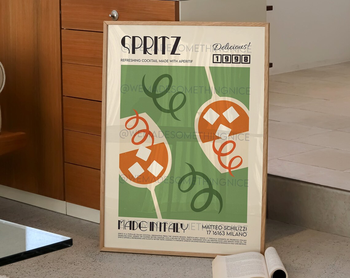 Spritz Cocktail Birthday Kitchen Poster Print - Image 2