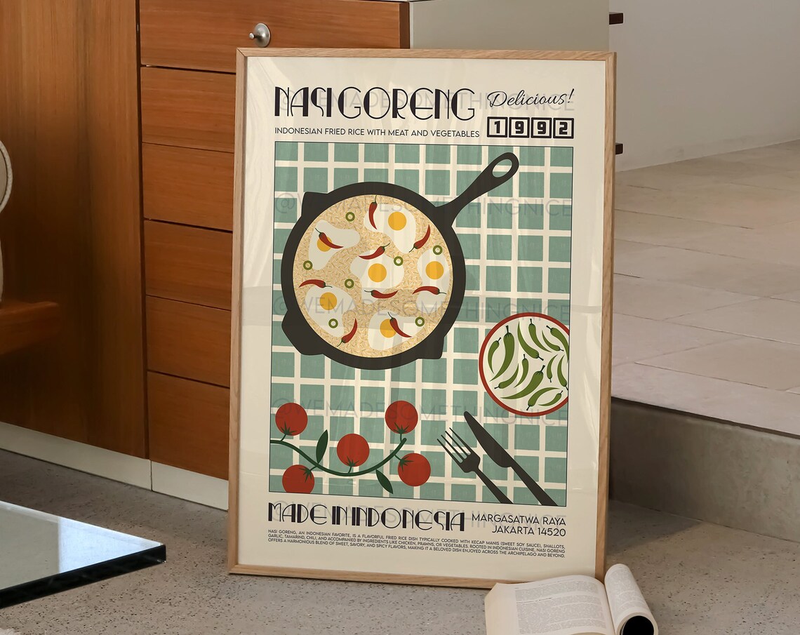 Nasi Goreng Retro Kitchen Poster, Food Print - Image 2