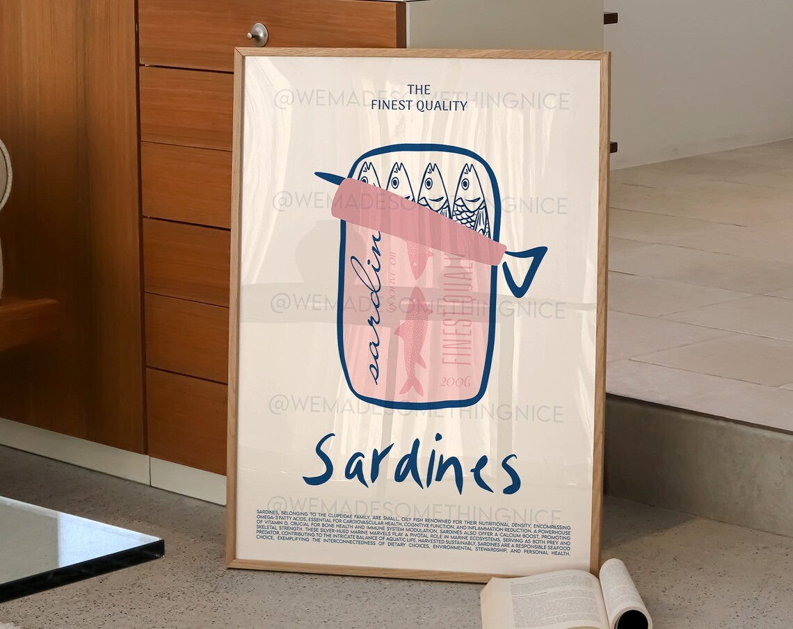 Sardines Print, Retro Kitchen Wall Art - Image 3
