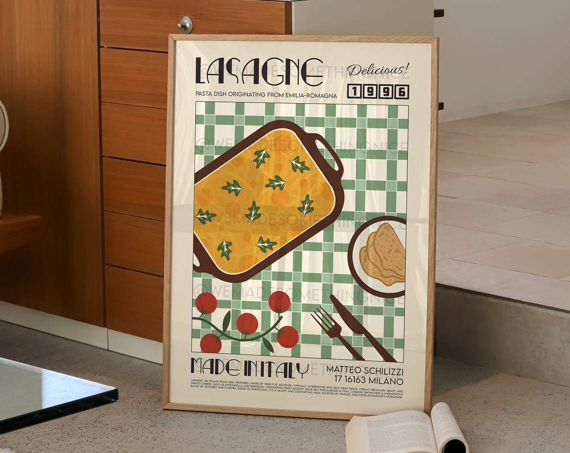 Lasagne Mid-Century Modern Kitchen Art Print - Image 2