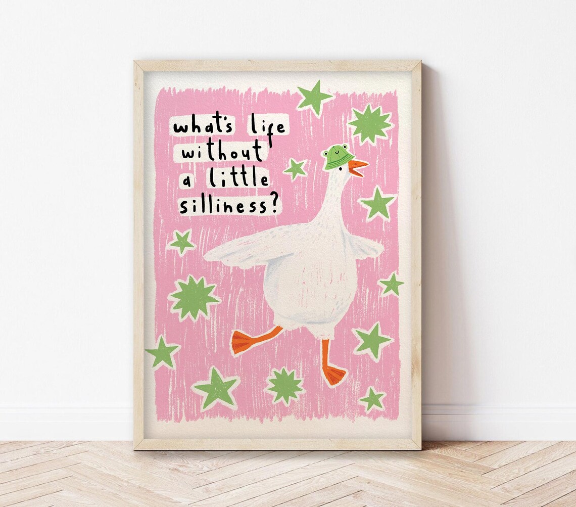 Silly Goose Art Print, Playful Bird Decor