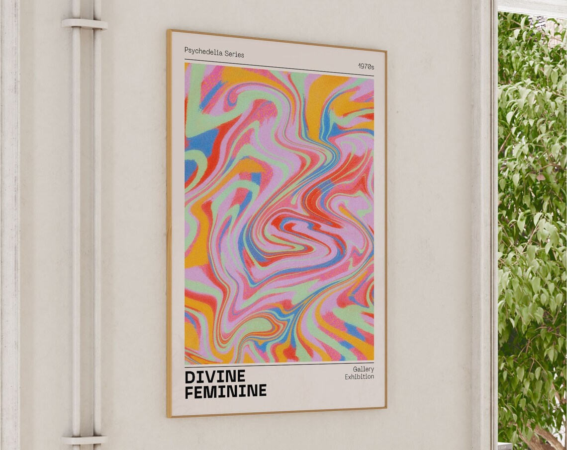 Divine Feminine Psychedelic Marble Swirl 1970s Gallery Art Poster