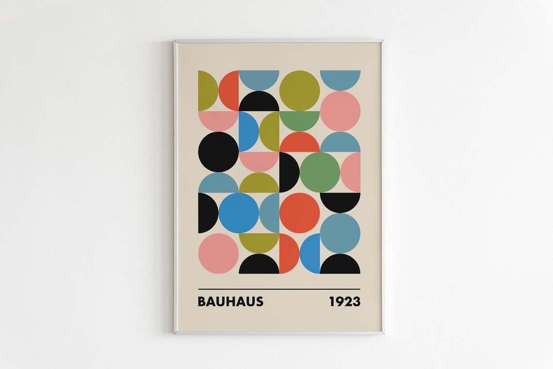 Bauhaus 1923 Colorful Geometric Circles Retro Abstract Poster