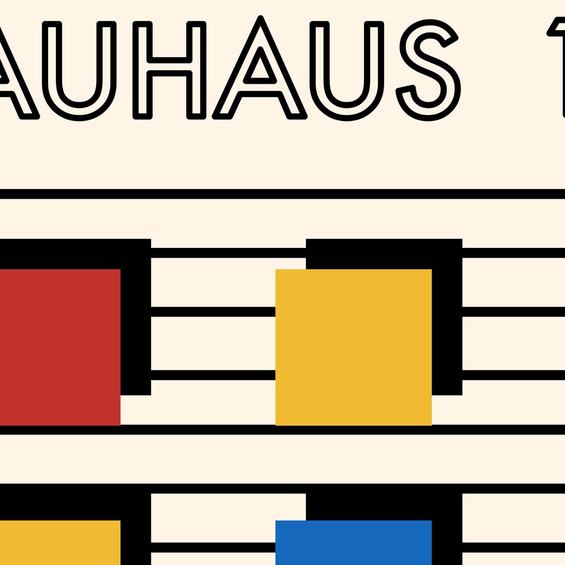Bauhaus 1923 Line Pattern Primary Squares Minimalist Art Poster - Image 2