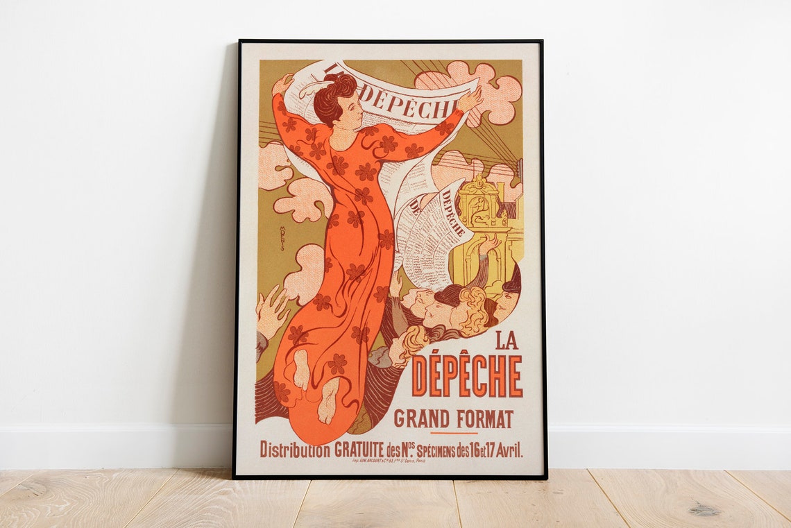 La Dépêche Grand Format 1898 Vintage French Newspaper Ad Poster - Image 3