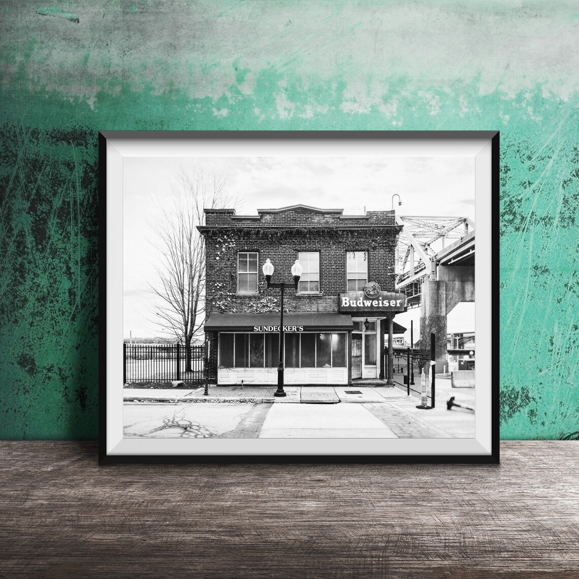 Sundecker's Tavern Brick Building Budweiser Sign Photography Poster - Image 2