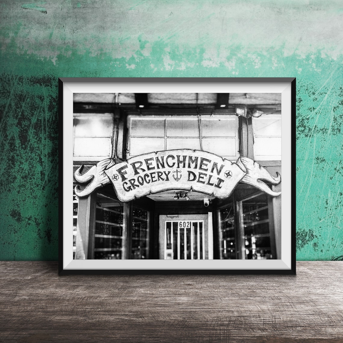 Frenchmen Grocery Deli Carved Wood Banner Sign Photography Poster - Image 2