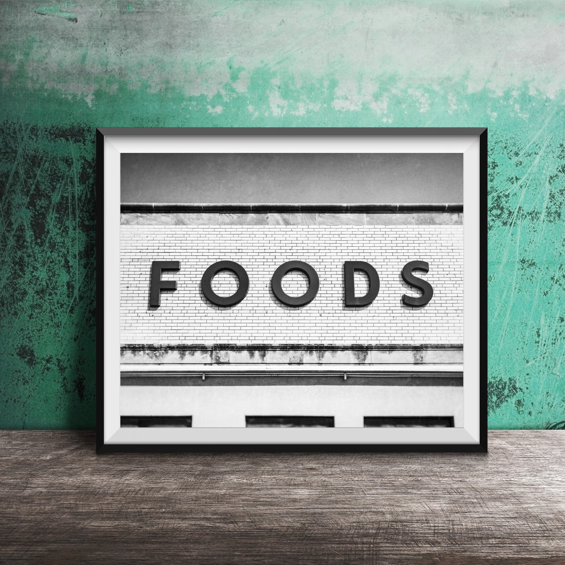 Foods Bold Red Letters on White Brick Building Kitchen Poster - Image 2
