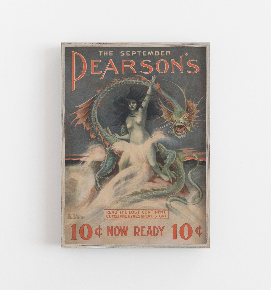 September Pearsons Lost Continent Dragon Vintage Magazine Poster