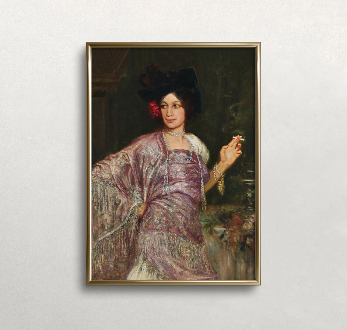Spanish Flamenco Dancer Vintage Portrait With Cigarette Moody Wall Art