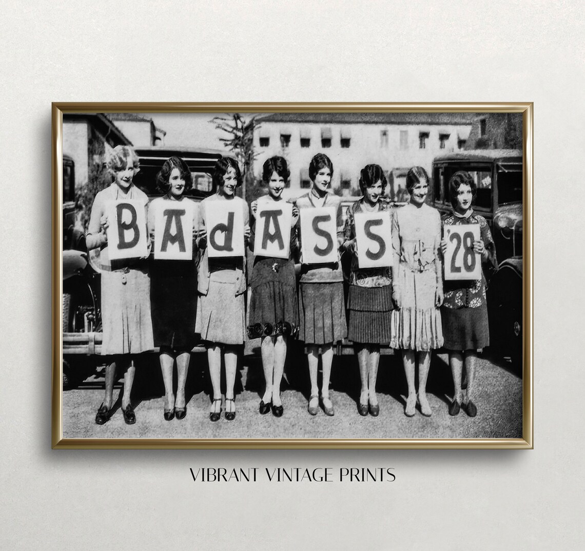Sorority Sisters Black and White Vintage Poster Print