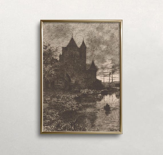 Haunted House Art Halloween Wall Art Vintage Wall Art Dark Moody Decor Dark Aesthetic Wall Art 559