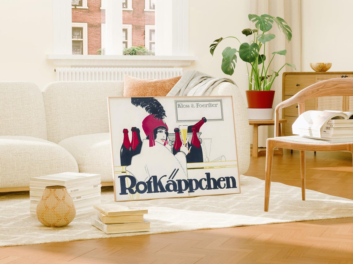 Rotkäppchen Vintage German Champagne Advertising Lady Flapper Poster - Image 2