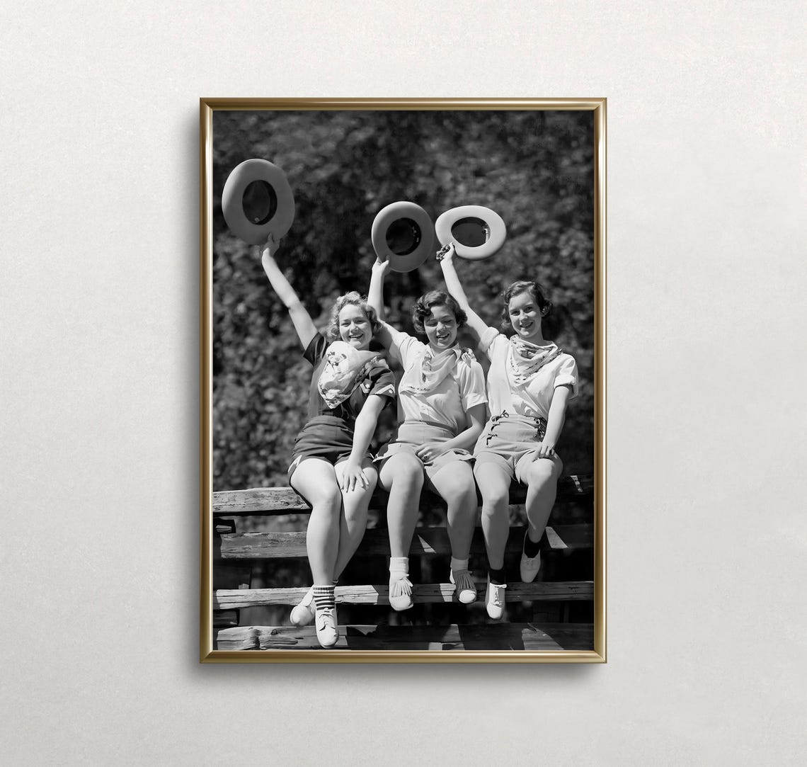 Cowgirl Wall Art Black And White Art Vintage Wall Art Western Aesthetic Old Photo Women Friends Wall Art - Image 3