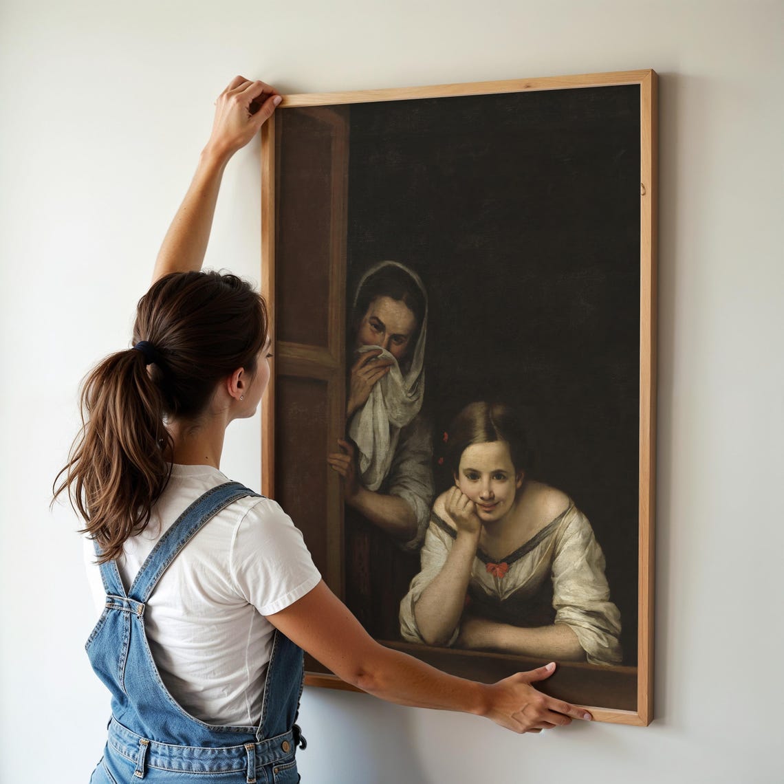 Murillo Two Women at a Window Classic Baroque Oil Painting Poster - Image 2