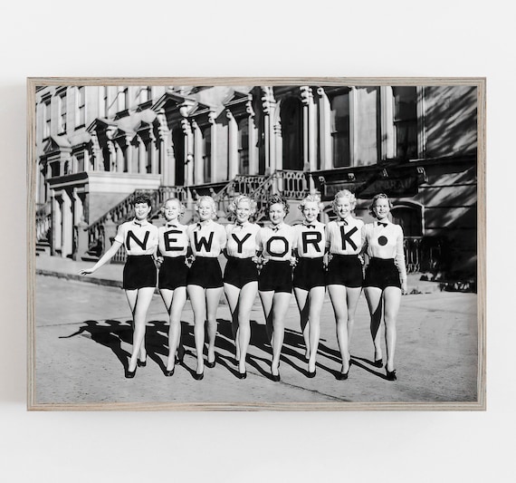 New York Chorus Line Black and White Vintage Travel Poster