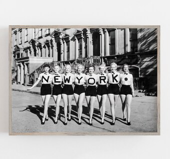 New York Chorus Line Black and White Vintage Travel Poster