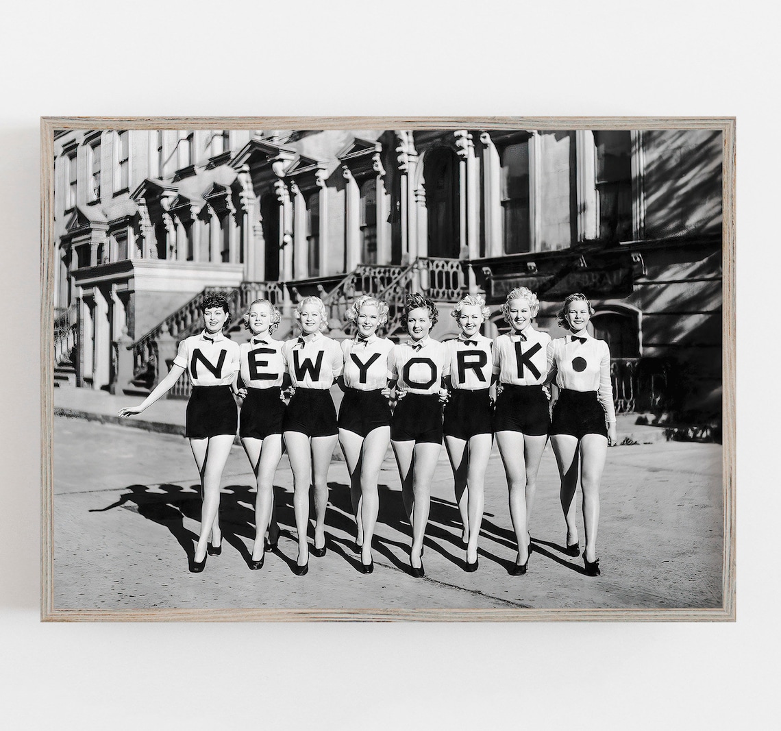 New York Chorus Line Black and White Vintage Travel Poster