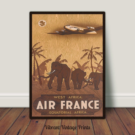 Elephant Africa Vintage Wall Art, Neutral Animal Print
