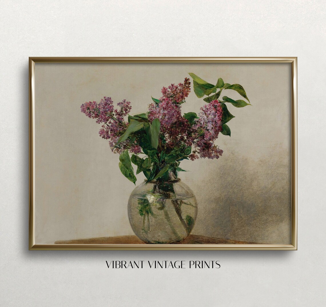 Lilacs Vintage Floral Art Print, Antique Botanical