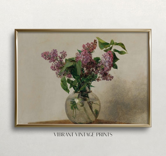 Lilacs Vintage Floral Art Print, Antique Botanical